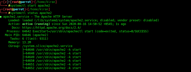 checking status of apache web server